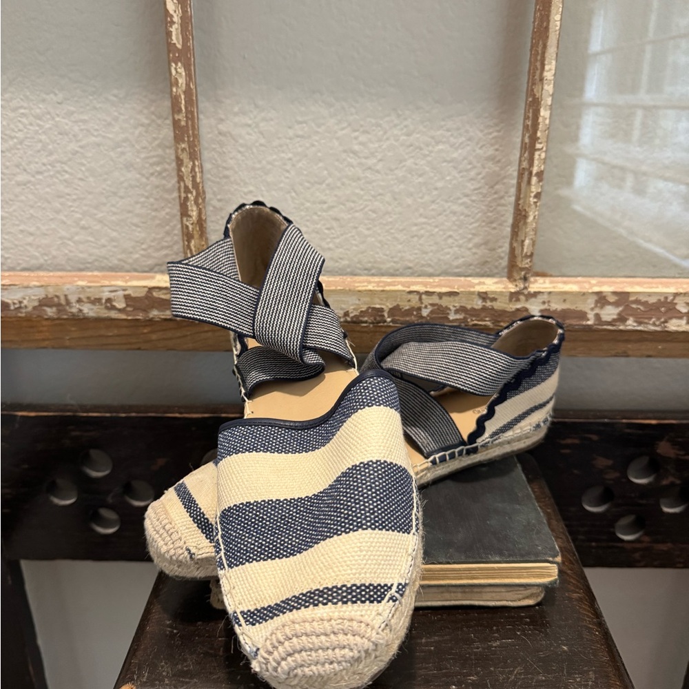 Lands End Striped Espadrille Flats